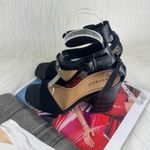 Bamboo  Black Milestone Croc Accent Ankle Strap Chunky Block Heel Sandals Sz 7 Photo 1