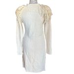 Eliza J  Size XS Ivory Fringe Shoulder Cable Knit Sweater Dress Boho Cowgirl Photo 5