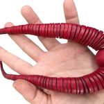 Cherry Red Wooden Disc & Round Ball Statement Necklace Photo 4