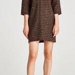 ZARA  Wool Tweed Checkered Dress w/Embroidered Flowers and Sequin Pattern Photo 1