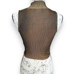 ZARA New Ribbed Mock Neck Crop Top Tank Black Yellow Gold Shimmer Size Small Photo 1