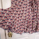 La DoubleJ Mantero Print Shirt Dress Rare Tie Neck Tie Waist Size Medium Blue Photo 8