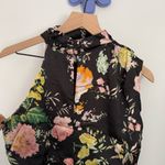 Petal and Pup  US Large NEW Halter Neck Midi Dress Black Floral Satin Feminine Photo 5