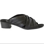 Munro  | Black Leather Lee Open Toe Twisted Block Kitten Heel Slide Mules, 7.5W Photo 1