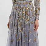 Mac Duggal  5533 Platinum Embellished High Neck Long Sleeve A Line Gown Dress Photo 1