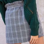 Kendall + Kylie Plaid Paperbag Skirt NWT from PacSun Black White Grey Tie Belt L Photo 2