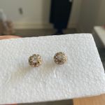 Gold Tone Stud Earrings Zodiac Clear‎ Rhinestone Star Detail Boho Clean Girl Photo 5