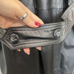 Vtg Together! 12 Trench Coat Black Leather Long Women's Double Breasted Heavy Photo 8