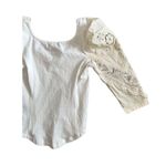 Free People Brunch Date Knit V-Neck 3/4 Puffed Lace Sleeve Top New XS Photo 7