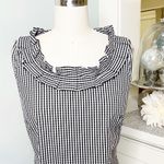 Talbots  Gingham Ruffled Sheath Dress Black and White Check Print 2 XS Photo 2