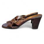Liz Claiborne  Lucy Brown Leather Mule Heels Slide Sandals Size 8.5 M Photo 3