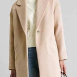 Elizabeth and James Buff Beige One Button Tie Belt Long Dress Coat XL Tan Jacket Photo 0