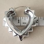 Silver Chunky Heart Hoop Earrings with Spikes Gold Filled Photo 6