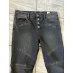 Free People Moto Biker Jeans Black Washed Denim Button Fly Ankle Zip Size 31 Photo 2