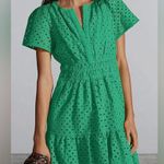 Anthropologie Green Eyelet Somerset Mini Dress | M Photo 0