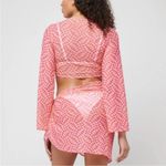 l*space L* Cover Up Bandera Top Sheer Mesh Tie Front Pink/Orange Size XS Photo 3