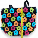 RARE Nine west Floral Cut out Applique Hobo Tote Hand Bag Shoulder Purse Boho Gypsy Hippie #Festival #Cottagecore #Whimsy #Fairy #Coquette #Boho #Western #Indie #Colorful #Rainbow Measurement in pics Black Photo 3