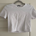 ZARA White Cropped Baby Tee Size Small Photo 0