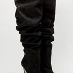Good American Over the Knee Slouch Suede Boots Black GA173K-X Women's 7.5 NWB Photo 0