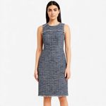 J.Crew  Blue Tweed Fringe Sleeveless Sheath Dress NWT Size 6 Photo 7
