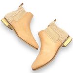 Toms Ella Chelsea Boots Skip On Booties in Honey Leather Faux Shearling Size 9.5 Photo 1