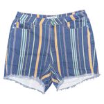 Judy Blue Plus Size Multicolor Striped High Rise Frayed Denim Shorts 1XL Photo 1