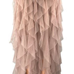 Soho Apparel  Asymmetrical Tulle Skirt in Tan Photo 0