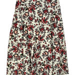 Agnes + Dora Midi Skirt Floral Print Red Cream Women's Size L Photo 0