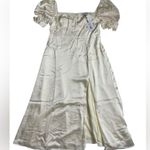 We Wore What  Cream Satin Puff Sleeve Dress Photo 1