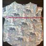 Tahari Linen Top Women's 1X Hawaiian Tropical Surf Palm Trees Cars Toucan Parrot Photo 1