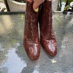Authentic Snakeskin Brown Jean Perry Made In Italy Zip Ankle Boots Size 8.5 39 Photo 1