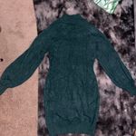Women's Mock Neck Ribbed Long Sleeve Bodycon Pullover Cute Mini Sweater Dress Green Size M Photo 2