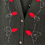 Kathie Lee Collection Kathie Lee | Vintage Black Rose Beaded Acrylic Button Cardigan Sweater L Photo 1