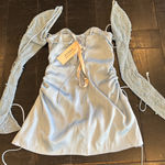 Oh Polly  Geneva Blue Satin Embellished MiniDress Photo 3