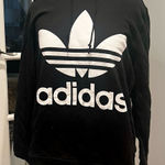 Adidas EUC  Black Pullover with White Trefoil Logo Photo 0