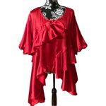 Us Together Satin Balloon Sleeve Asymmetrical Ruffled Blouse Red Size 1X Photo 2
