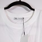 ZARA NEW  Cotton Shoulder Pad Sleeveless Crew Neck Boxy Tee Shirt White Medium Photo 1