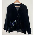 Chico's Teal Crushed Velvet Butterfly Silk Blend Jacket Whimsigoth Fairy Artsy Photo 0