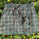American Eagle  Green Plaid Mini Skirt Size Medium Photo 0