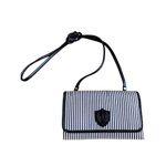 Liz Claiborne VINTAGE 80s 90s  Blue White Stripe Crossbody Purse w Crest Photo 0