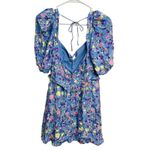 For Love & Lemons Charlene Puff Sleeve Mini Dress Floral Milkmaid Coquette M Blue Size M Photo 2