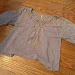 Free People  Moon River Boho Lace Panels Peasant Top Balloon Sleeve Size Small Photo 6