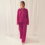 Peppermayo  90s Muse Plisse Pants & Plisse Shirt SET Magenta size 2 Photo 6