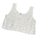 Boutique AZ White V Neckline Cropped White Crochet Women Top One Size Photo 5