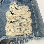 CARMAR Distressed Denim Mini skirt Size 23 Medium wash Raw hem 100% Cotton Blue Photo 2