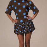Polka dot two piece skirt set Brown Photo 0
