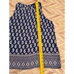 Willi Smith Womens Blue White Geometric Sleeveless Tank Top Large Shirt Career Photo 7