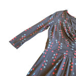 Boden Gathered Band Jersey Stretch Dress Grey Fun Print V Photo 2