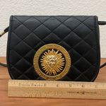 Vintage Unbranded Black Quilted Leather Medusa Sunburst Medallion Crossbody Bag Photo 9