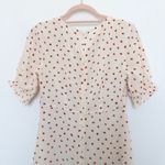 Madewell Womens Dress Size S Cream Strawberry Silk Puff Sleeve Cottage Coquette Photo 6